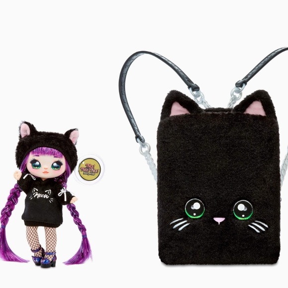 Na Na Na 3 in 1 black cat back pack with Tuesday Meow fashion doll purple braids - Picture 4 of 11